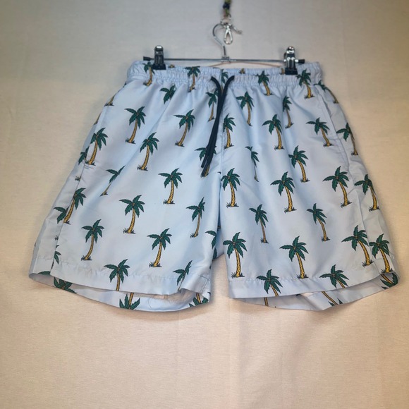 WXYZ Mfg Co Other - WXYZ Mfg Co Mens Palm Tree Print Swim Trunks Light Blue Size Medium Tropical